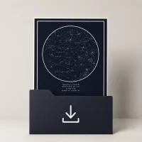 A star map print in a download folder, representing the digital download product